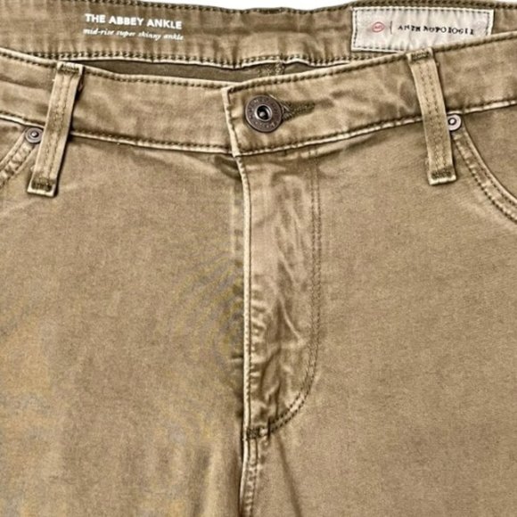 Adriano Goldschmied for Anthropologie Abbey Sateen Ankle Jeans - Olive - 32R - Picture 4 of 12